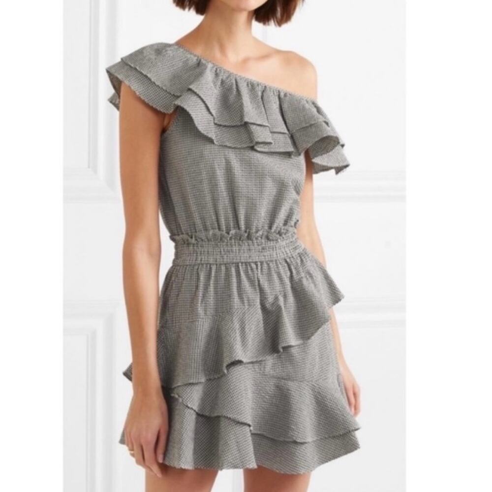 LoveShackFancy coastal cowgirl black & white Ruffle asymmetrical mini dress S